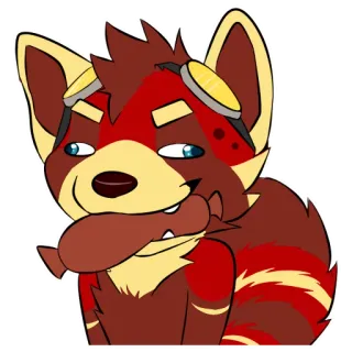 😋 a7c515ea Fellwesen, Roter Panda, Cartoon, Tier, Anthropomorph, Grinsend, Brille whatsapp sticker