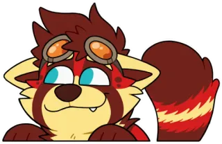 😶 c09c4122 Cartoon, Roter Panda, Schutzbrille, Fellwesen, Tier, Süß, Anthropomorph whatsapp sticker