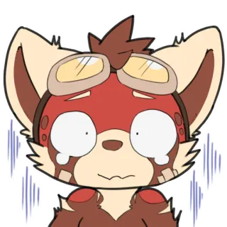 😱 d4dc7199 Roter Panda, Fellwesen, Traurig, Weinend, Fliegerbrille, Cartoon, Sticker whatsapp sticker