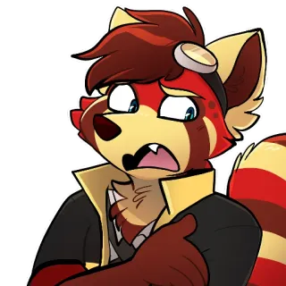 😖 d753910e Furry, Anthropomorph, Roter Panda, Besorgt, Charakter, Cartoon, Süß whatsapp sticker