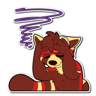 😣 da2911a4 Tier, Cartoon, Roter Panda, Erschöpft, Gestresst, Müde, Kopfschmerzen whatsapp sticker