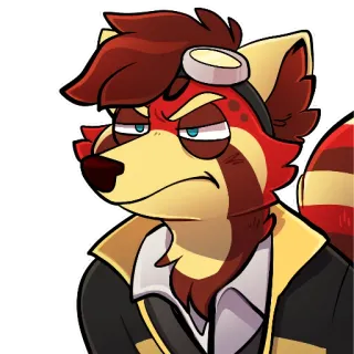 😐 dc5ce13c Furry, Anthropomorph, Tier, Roter Panda, Pilotenbrille, Cartoon, Sticker whatsapp sticker