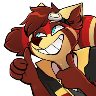 😃 f38904c5 Fellwesen, Daumen hoch, Figur, Pilot, Cartoon, Freundlich, Positiv whatsapp sticker