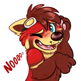 😚 f880fafc Nooooo Furry, Cartoon, Tier, Traurig, Ausdruck, Rot whatsapp sticker