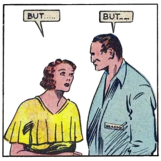 🤓 44a2f881 BUT..... 漫画, 对话框, 卡通, 关系, 对话 telegram sticker