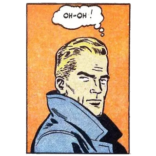 ☹️ 9cb01234 OH-OH ! 漫画, 复古, 怀旧, 插画, 男人, 担心 telegram sticker