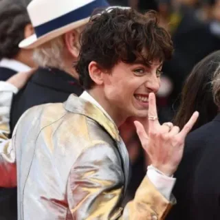 😁 8e54b111 hombre, persona, pelo rizado, chaqueta de traje, celebridad telegram sticker