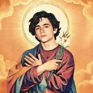 🙏 d58d9f33 Timothée Chalamet Timothée Chalamet, actor, arte, santo, halo, retrato telegram sticker
