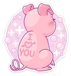 ❤️ 466a8608 I <3 YOU schwein, liebe, herz, süß, aufkleber, tier telegram sticker