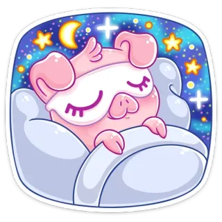 😴 7ce88eeb schwein, schlaf, schlafend, cartoon, süß, tier, nacht telegram sticker