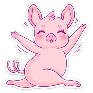 ☺️ 894a336b Schwein, Cartoon, Niedlich, Tier, Rosa, Illustration, Lustig, Fröhlich telegram sticker