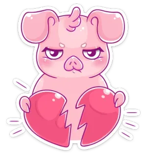 💔 d6868843 Schwein, gebrochenes Herz, traurig, Liebe, Aufkleber, rosa telegram sticker