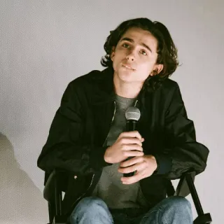 😱 a24437c1 attore, intervista, ritratto, uomo, seduto, microfono telegram sticker