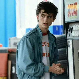 😠 b8671cb4 Cuz We Will persona, teenager, giacca, distributore bibite, Timothée Chalamet, attore telegram sticker