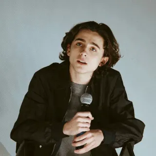 😦 e8e5ff46 Timothée Chalamet attore, celebrità, microfono, intervista, uomo telegram sticker
