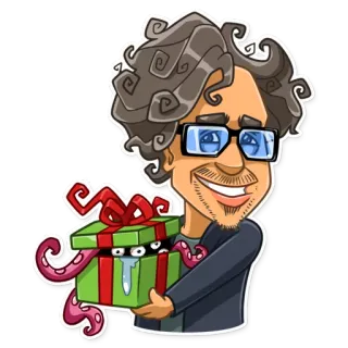 🎁 1705c697 Cartoon, Mann, Geschenk, Tentakel, Monster, Gruselig telegram sticker