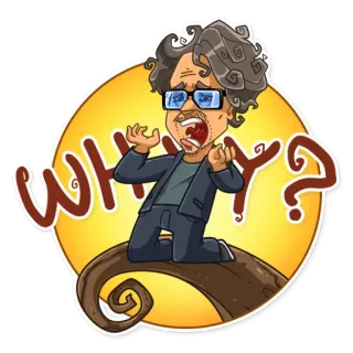 😩 490030b3 WHY? Frage, Cartoon, Verzweiflung, Verwirrung, Traurig, Verärgert telegram sticker