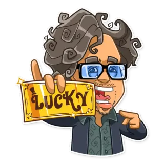🥇 dbe95426 LUCKY Glück, Cartoon, Sticker, Brille telegram sticker