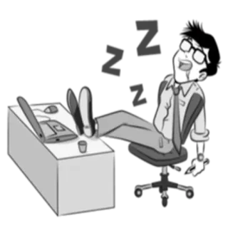 😴 fd130824 sleeping, office, desk, computer, lazy, tired, zzzz telegram sticker