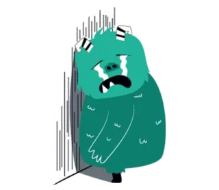 😢 139ed531 怪物, 悲伤, 哭泣, 卡通, 插图, 孤独 telegram sticker