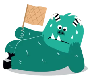 😖 73089c22 怪物, 旗帜, 卡通, 流汗, 角色, 疲惫 telegram sticker