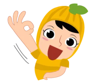 👌 a63fbb90 卡通, 儿童, 黄色, OK手势, 搞笑 telegram sticker