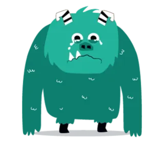 😭 c107a9f1 怪物, 卡通, 悲伤, 哭, 可爱, 绿色, 毛茸茸, 动画 telegram sticker