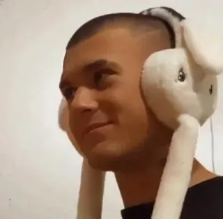 🌟 46e22393 orang, pria, headphone, telinga kelinci, potret, penutup telinga telegram sticker