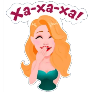 😆 216842ed Ха-ха-ха! ridere, donna, cartone animato, umorismo, positivo whatsapp sticker