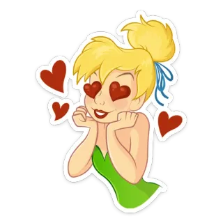 ❤ 9e377121 Tinkerbell Tinkerbell, Disney, tiên, tình yêu, trái tim, phim hoạt hình telegram sticker