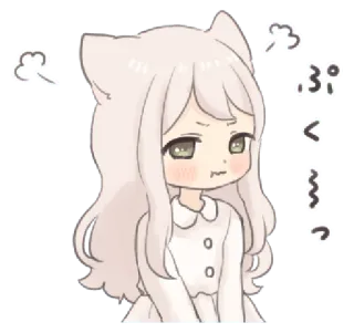 🍄 65d66312 ぷん carino, anime, orecchie da gatto, adesivo, illustrazione, manga telegram sticker