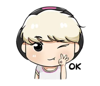 👌 1278c99a cartoon, cute, character, peace sign whatsapp sticker