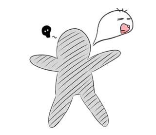 😪 6ea85576 cartoon, character, sticker, speech bubble, gray, outline whatsapp sticker