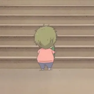 🥺 df888974 Kreskówka, Schody, Dziecko, Widok z tyłu telegram sticker