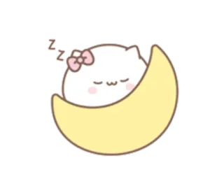😴 db18587b кот, луна, сон, милый, каваи, спящий, zzz whatsapp sticker