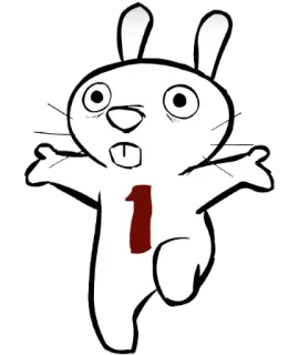 😐 50759539 coniglio, numero 1, cartone animato, animale, bianco whatsapp sticker