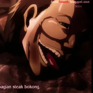 😪 ccbcd872 bagian steak bokong. อนิเมะ, สัตว์ประหลาด, น่ากลัว, สยองขวัญ, ไททัน telegram sticker