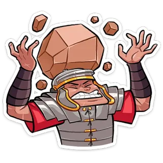 ⭐ 130f9f26 soldato romano, guerra antica, arma d'assedio, roccia, armatura, militare, arma whatsapp sticker