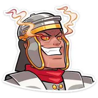 ⭐ 2860b108 arrabbiato, fuoco, elmetto, cartone animato, soldato, malvagio, militare, romano whatsapp sticker