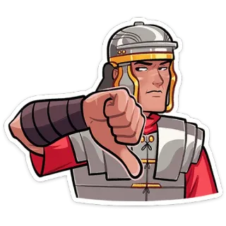 👎 6cbccd61 soldato romano, pollice verso, disapprovazione, armatura, storia antica, impero romano whatsapp sticker