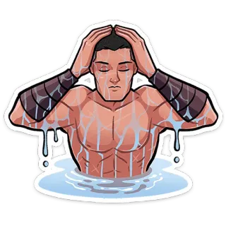 ⭐ e14942ee uomo, acqua, sudore, doccia, bagnato, torso whatsapp sticker