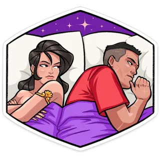 ⭐ fc0a87e2 coppia, relazione, letto, matrimonio, coniuge, cartone animato whatsapp sticker