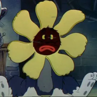 😾 6fb3b32d flower, sad, cartoon, character, yellow telegram sticker