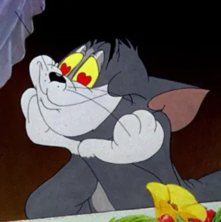 😾 83e96b19 Tom Tom and Jerry cartoon, cat, love, hearts, animated telegram sticker