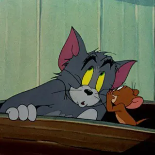 😾 aac644e5 Tom and Jerry cartoon, cat, mouse, friendship, funny telegram sticker