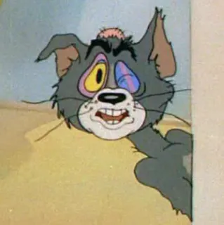 😾 d4ae03fe Tom Tom and Jerry cartoon, cat, injured, funny, character telegram sticker