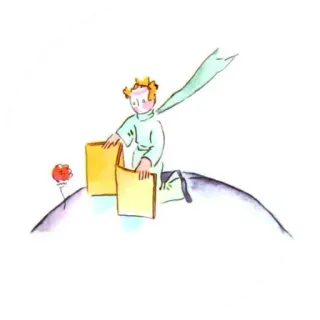 👑 1620cff7 The Little Prince Pangeran Kecil, Antoine de Saint-Exupéry, Buku anak-anak, Pangeran, Mawar, Klasik, Buku telegram sticker