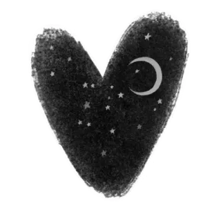 🖤 943c0911 coeur, lune, étoiles, nuit, ciel, céleste telegram sticker