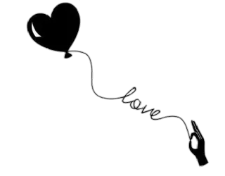 🖤 c5b5deed love amour, cœur, ballon, main, trait continu, minimaliste telegram sticker