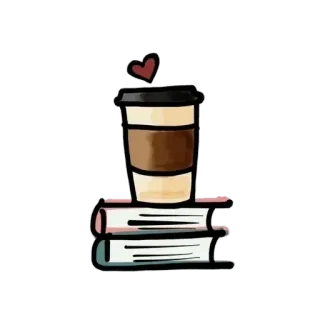 ☕️ d88bae7d café, livres, cœur, lecture, étude, boisson telegram sticker